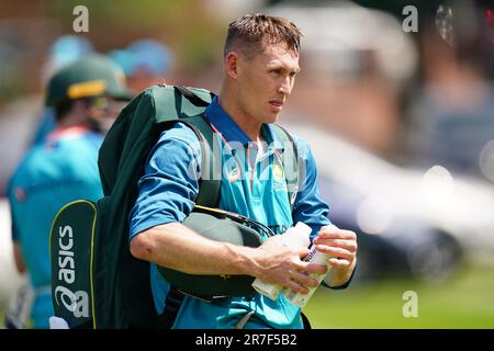 Australiens Marnus Labuschagne während einer Nets-Sitzung in Edgbaston, Birmingham. Die Herrenserie „Ashes“ zwischen England und Australien beginnt am Freitag, den 16. Juni in Edgbaston. Foto: Donnerstag, 15. Juni 2023. Stockfoto