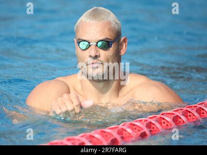 Rennes, Frankreich. 15. Juni 2023. Florent Manaudou während der französischen Elite-Schwimmmeisterschaft am 15. Juni 2023 in Rennes, Frankreich. Foto: Laurent Lairys/ABACAPRESS.COM Kredit: Abaca Press/Alamy Live News Stockfoto