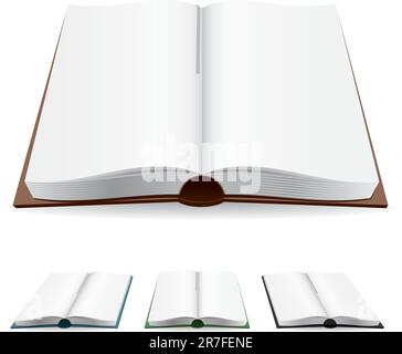 Buch mit weißen Seiten öffnen. Vektordarstellung auf Weiß. Stock Vektor