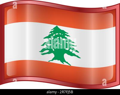 Libanesische Flagge Symbol, isoliert auf weißem Hintergrund. Stock Vektor
