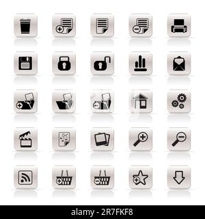 25 Einfache realistische Detaillierte Internet Icons-Vektor Icon Set Stock Vektor