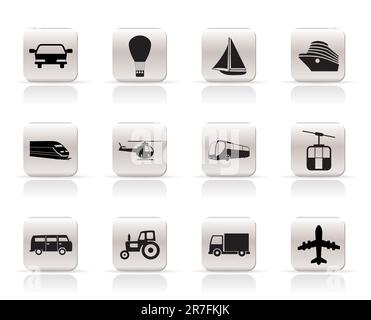 Einfacher Transport und Reisen Symbole - Vektor Icon Set Stock Vektor