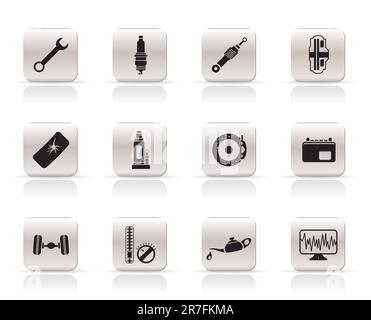 Einfaches Auto Teile und Symbole - Vektor Icon Set 1. Stock Vektor
