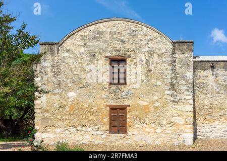 Die Rückseite des Alamo-Gebäudes in San Antonio, Texas Stockfoto