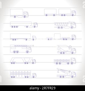Verschiedene Arten von Lastkraftwagen Symbole - Vektor Icon Set Stock Vektor