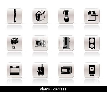 Einfache Küche und Home Ausrüstung Symbole - Vektor Icon Set Stock Vektor