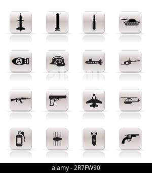 Einfache Waffe, Waffen und Krieg Symbole - Vektor Icon Set Stock Vektor