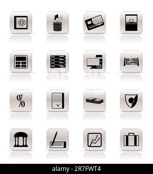 Einfache Bank, Geschäft, Finanzen und Büro Symbole vektor Icon Set Stock Vektor