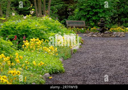 Akureyri Botanical Garden (Lystigardurinn) der nördlichste Botanische Garten der Welt, gegründet 1912. Akureyri, Island. 20. vom Juli 2012 Stockfoto