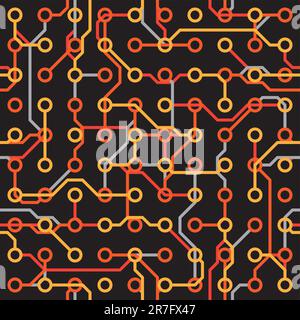 Nahtlose Textur - elektronische Elemente vor einem dunklen Hintergrund Stock Vektor