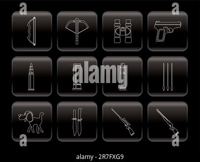 Jagd und Waffen Symbole - Vektor Icon Set Stock Vektor