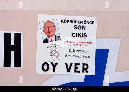 Aufkleber, Präsidentschaftswahlen, Parlamentswahlen in der Türkei im Mai 2023, türkische Bürger, Berlin, Deutschland Stockfoto