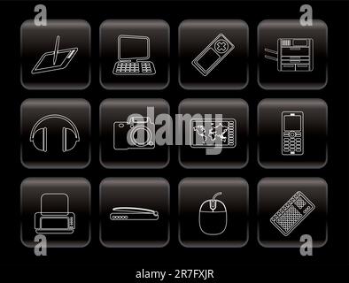 Line Hi-tech technische Ausrüstung Symbole - Vektor Icon Set 3 Stock Vektor
