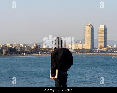 Digitale Nomade in Barcelona Stockfoto