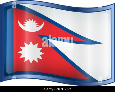 Symbol der Nepal-Flagge, isoliert auf weißem Hintergrund Stock Vektor