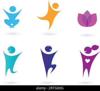 Yoga-Symbole – isoliert auf Weiß. Vektor. Stock Vektor