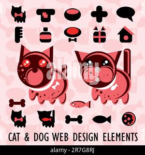 Symbole und Hintergrund auf der Website von Big Pets Stock Vektor