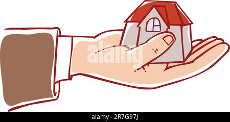 Kleines Haus in der Hand Stock Vektor