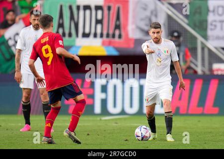 Enschede, Niederlande. 15. Juni 2023. ENSCHEDE, NIEDERLANDE - JUNI 15: Jorginho von Italien während des Halbfinalspiels der UEFA Nations League 2022/23 zwischen Spanien und Italien im FC Twente Stadion am 15. Juni 2023 in Enschede, Niederlande (Foto: Rene Nijhuis/BSR-Agentur). Kredit: BSR-Agentur/Alamy Live News Stockfoto