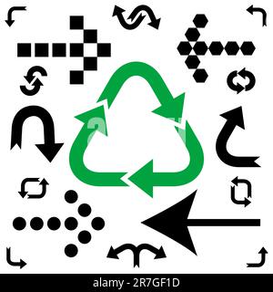 Pfeile vor weißem Hintergrund, abstrakte Vektorgrafik Stock Vektor