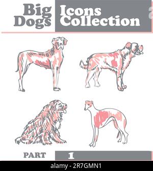 Set von Hunden Silhouette Big Hundes Icons Collection Vektor Stock Vektor