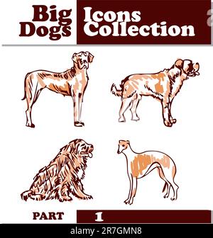 Set von Hunden Silhouette Big Hundes Icons Collection Vektor Stock Vektor