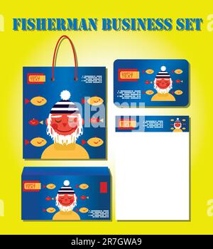 Fischer-Business-Set: Brief mit Kartentasche Stock Vektor