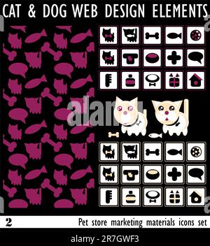 Symbole und Hintergrund auf der Website von Big Pets Stock Vektor