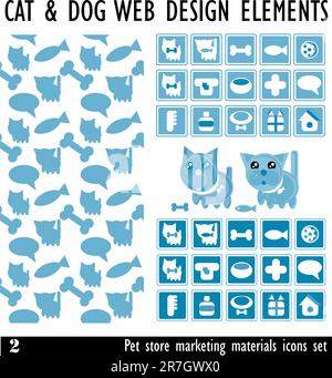 Designs von Haustieren und anderen verwandten Gegenständen – Vektor. PET Store Marketingmaterial. Symbolgruppe Stock Vektor