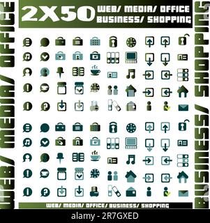 100 grüne Vektorsymbole und Designelemente Stock Vektor