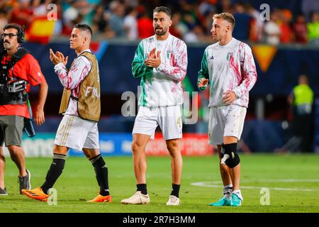 15-06-2023: Sport: Spanje gegen Italie ENSCHEDE, NIEDERLANDE - JUNI 15: Leonardo Spinazzola (Italien) und Davide Frattesi (Italien) während des Spiels UEFA Nat Stockfoto