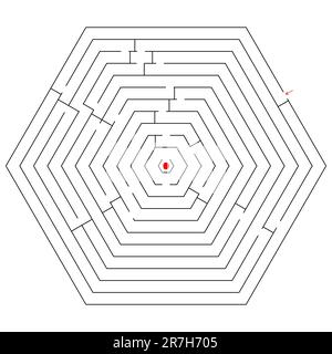 Sechseckiges schwarzes Labyrinth; abstrakte Kunstdarstellung Stock Vektor