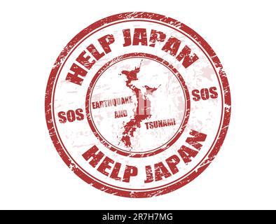 Der rote Stempel aus Grunge-Gummi mit dem Text hilft Japan, innerhalb des Stempels zu schreiben, Vektorabbildung Stock Vektor