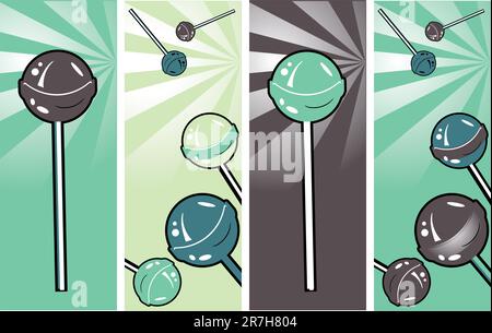 Pop Art Comic Banner Set Lollipop Clipart Picture Stock Vektor