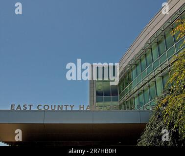 Eintritt zum East County Hall of Justice Superior Court of California, County of Alameda, Dublin, Kalifornien Stockfoto