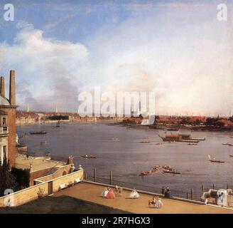 Die Themse und London aus dem Richmond House, gemalt vom venezianischen Maler Giovanni Antonio Canal, allgemein bekannt als Canaletto. Stockfoto