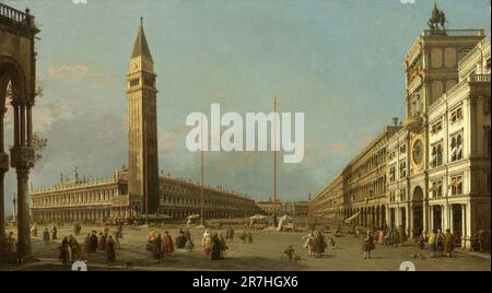 Piazza San Marco mit Blick nach Süden und Westen, gemalt vom venezianischen Maler Giovanni Antonio Canal, allgemein bekannt als Canaletto, im Jahr 1763) Stockfoto