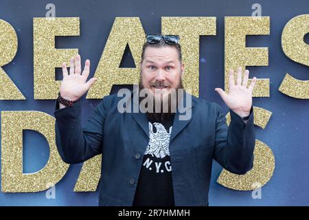 LONDON, VEREINIGTES KÖNIGREICH - 15. JUNI 2023: Marc Wootton nimmt am 15. Juni 2023 am Odeon Leicester Square in London, Großbritannien, an der Weltpremiere von „Greatest Days“ Teil, der filmähnlichen Adaption des Musicals „The Band“ von Take That, dem Hit-Musical „The Band“. (Foto: Wiktor Szymanowicz/NurPhoto) Stockfoto