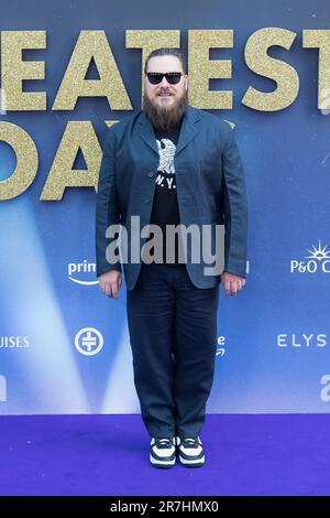 LONDON, VEREINIGTES KÖNIGREICH - 15. JUNI 2023: Marc Wootton nimmt am 15. Juni 2023 am Odeon Leicester Square in London, Großbritannien, an der Weltpremiere von „Greatest Days“ Teil, der filmähnlichen Adaption des Musicals „The Band“ von Take That, dem Hit-Musical „The Band“. (Foto: Wiktor Szymanowicz/NurPhoto) Stockfoto