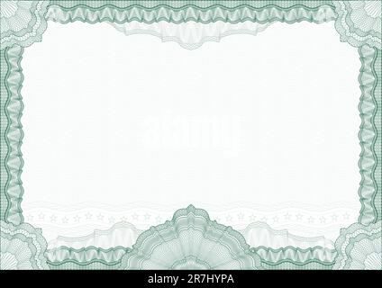 Klassischer guillochierter Rahmen für Diplom oder Zertifikat mit Schutzschmuck/Vektor/mit Zierschmuck in der Mitte/A4 horizontal/CMYK-Farbe/... Stock Vektor