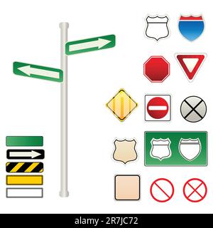 Verschiedene Verkehrs- und Straßenschilder Stock Vektor