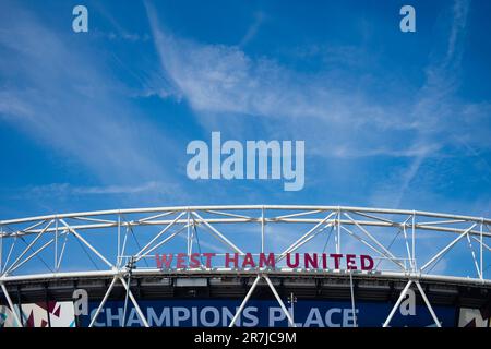 Fußballplatz West Ham United in Stratford, London Stockfoto