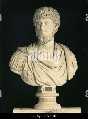 Alte Marmorbuste des römischen Kaisers Lucius Verus, Vatikanmuseum, Italien 1900er Stockfoto