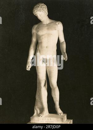 Alte Marmorstatue des Kapitolinischen „Antinous“, Kapitolinisches Museum, Italien 1900er Stockfoto