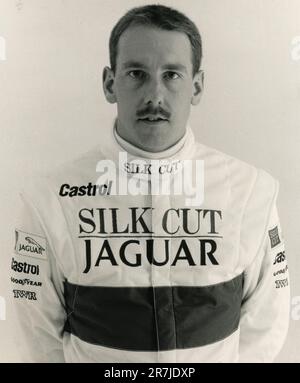 Britische Autorennen Jaguar Pilot Andy Wallace, UK 1990 Stockfoto