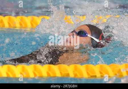 Rennes, Frankreich. 16. Juni 2023. TEREBO Emma vom AMIENS METROPOLE NATATION Women Final 200 M Backstroke während der French Elite Swimming Championships am 16. Juni 2023 in Rennes, Frankreich. Foto: Laurent Lairys/ABACAPRESS.COM Kredit: Abaca Press/Alamy Live News Stockfoto