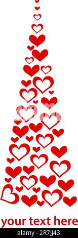 Große rote Herzpyramide auf weißem Hintergrund Stock Vektor