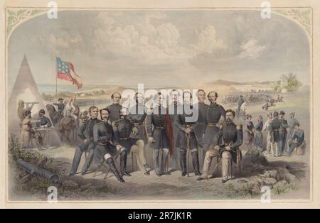 Jefferson Davis und seine Generäle c. 1861 Stockfoto