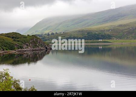 Misty Morining in Loch Broom, Ullapool, Ross and Cromarty, Schottland, Vereinigtes Königreich, Großbritannien Stockfoto