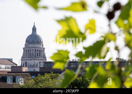 Council House von der Terrasse in Nottingham Castle, Nottinghamshire England Großbritannien Stockfoto